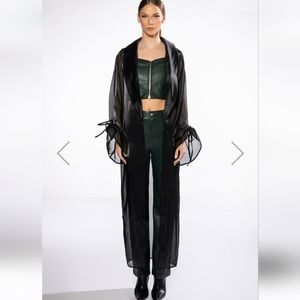 Sheer black duster satin neckline size S-L